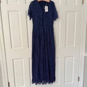 Elegant Navy Lace Dress